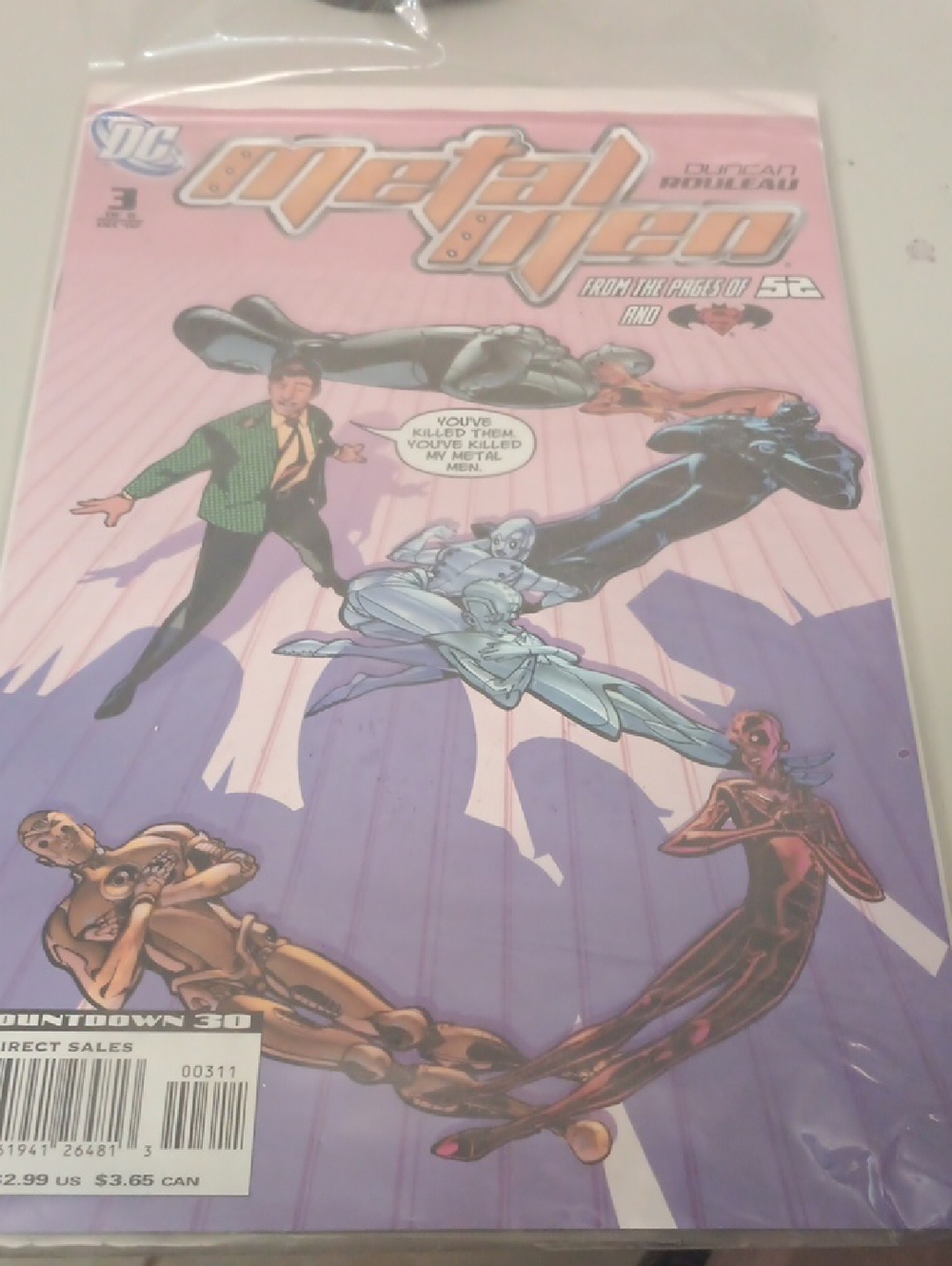 DC Metal Men Comic - Pink & Purple Cover with Metallic Characters In Sleeve